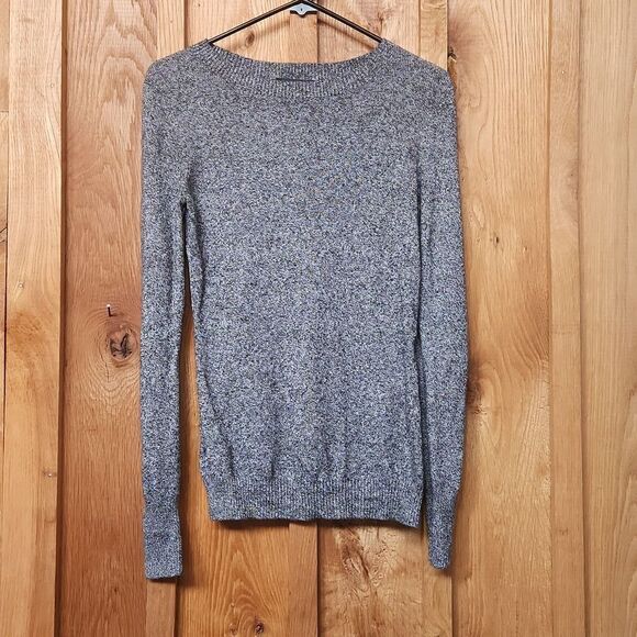 Express Crew Neck Bodycon Lightweight Multi Knit Sweater, Medium, Black & Grey - Picture 1 of 6